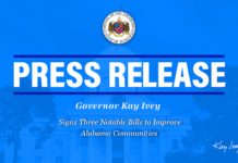 Governor Ivey signs three notable bills to improve Alabama communities