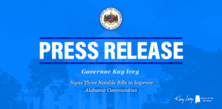 Governor Ivey signs three notable bills to improve Alabama communities