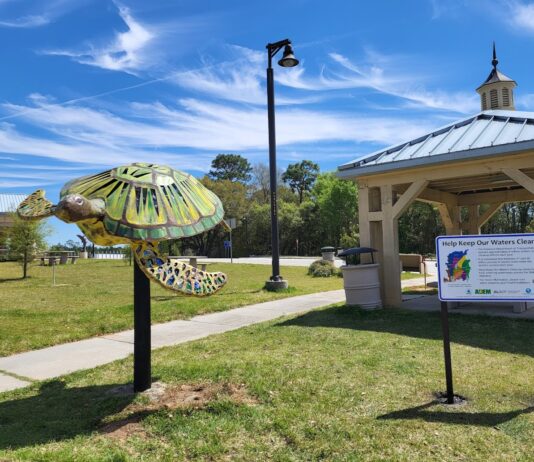 ADEM installs sea turtle sculpture at Grand Bay Welcome Center to highlight ‘Help Keep Our Waters Clean’ project