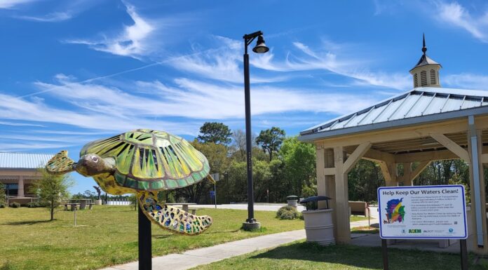 ADEM installs sea turtle sculpture at Grand Bay Welcome Center to highlight ‘Help Keep Our Waters Clean’ project