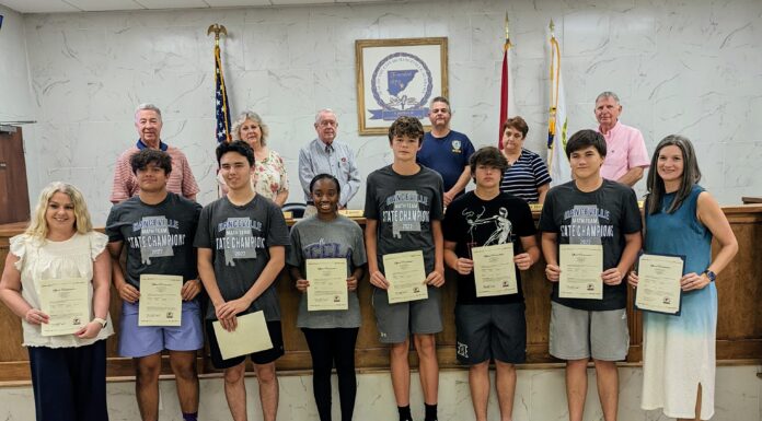 Hanceville Math Team state champions recognized at Wednesday Cullman County Board of Education meeting
