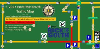 Parking and rideshare options for Rock the South