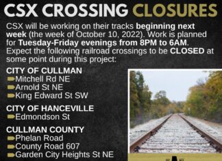 TRAFFIC ALERT: CSX railroad crossing closures begin week of Oct. 10