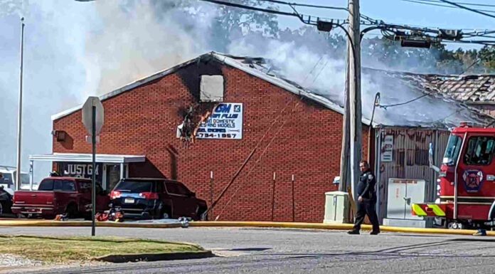 1 injured, Just GM Auto & Truck Repair Plus heavily damaged in fire