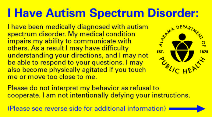 Autism Spectrum Disorder Identification Cards issued at county health departments