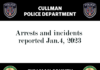 Arrests and incidents reported Jan. 4, 2023