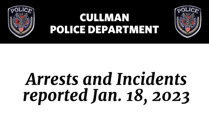 Arrests and Incidents reported Jan. 18, 2023