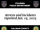 Arrests and Incidents reported Jan. 19, 2023