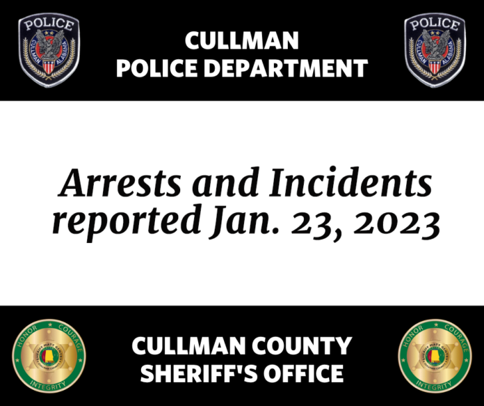 Arrests and Incidents reported Jan 23 2023