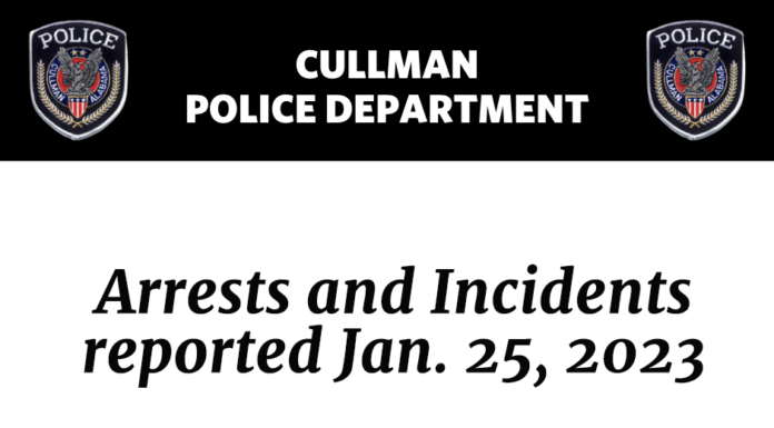 Arrests and Incidents reported Jan. 25, 2023