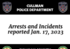 Arrests and Incidents reported Jan. 17, 2023