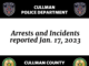 Arrests and Incidents reported Jan. 17, 2023