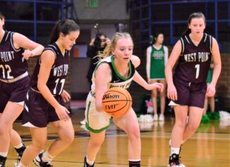 JV COUNTY TOURNAMENT: Lady Broncos hold off West Point 42-29 to advance