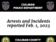 Arrests and Incidents reported Feb. 1, 2023