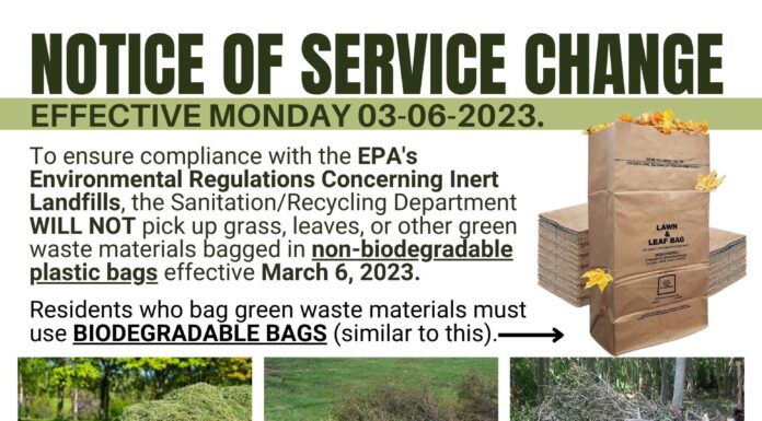 City Sanitation announces green waste material service change
