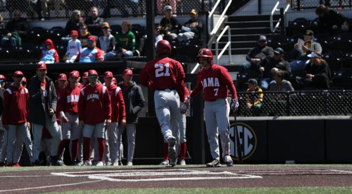 Sweep complete as Alabama secures 3-2 win at Missouri on Sunday
