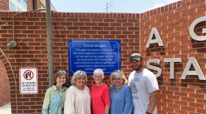 Main gate at A.G. Hicks Stadium named in honor of Sylvia Morgan