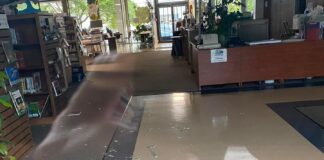 Downtown library damaged by storm