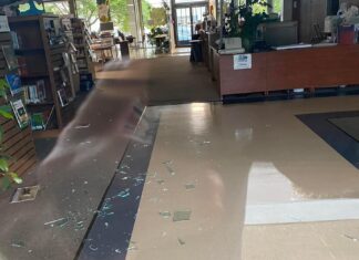 Downtown library damaged by storm