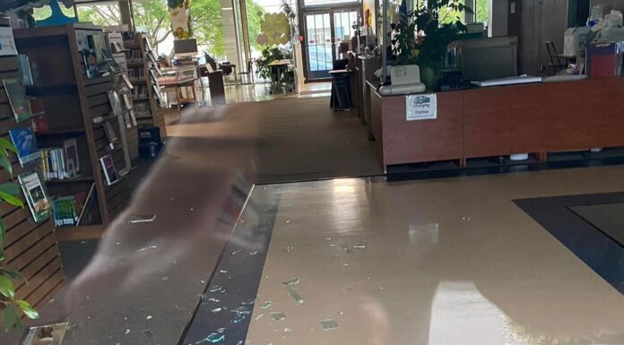 Downtown library damaged by storm