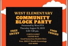 West Elementary community block party Aug. 31