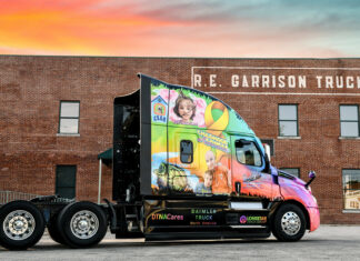 RE Garrison Trucking showcases cancer awareness wraps on fleet