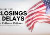 Labor Day 2023 closings and delays