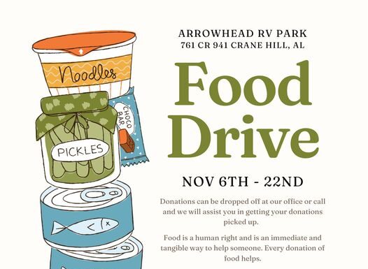 Arrowhead RV Park hosting Thanksgiving food drive through Nov. 22