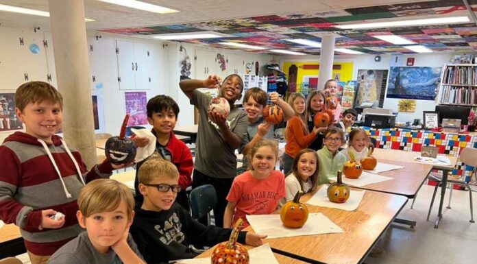 Pumpkin painting to ring in the fall at East Elementary