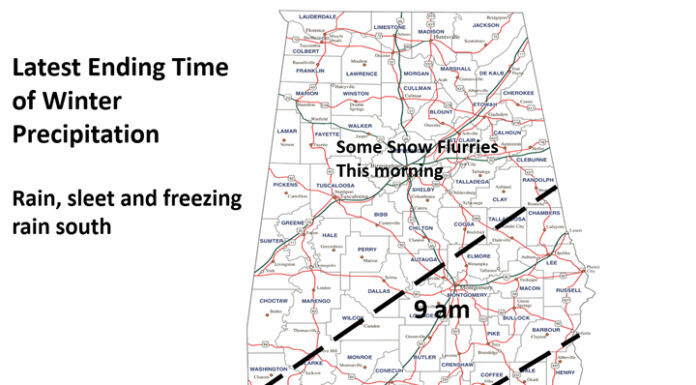 Winter precipitation ending this morning but bitterly cold temperatures continue