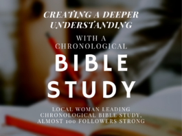 Local woman leading chronological Bible study, almost 100 strong