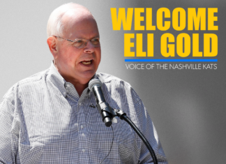 Legendary announcer Eli Gold named “Voice of the Nashville Kats”