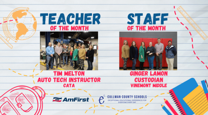 Cullman County Schools announces February Teacher, Staff Member of the Month