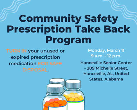 Hanceville Police Department hosting Community Safety Prescription Take Back Program