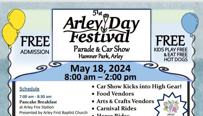 Mark your calendars: 51st Arley Day Festival coming May 18