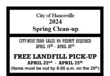 City of Hanceville 2024 Spring Clean-up April 19-20, 22-25