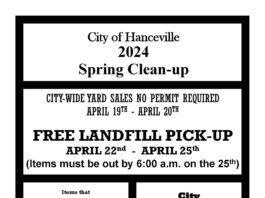 City of Hanceville 2024 Spring Clean-up April 19-20, 22-25