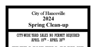 City of Hanceville 2024 Spring Clean-up April 19-20, 22-25