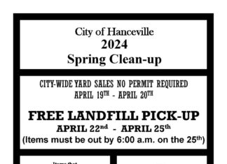 City of Hanceville 2024 Spring Clean-up April 19-20, 22-25
