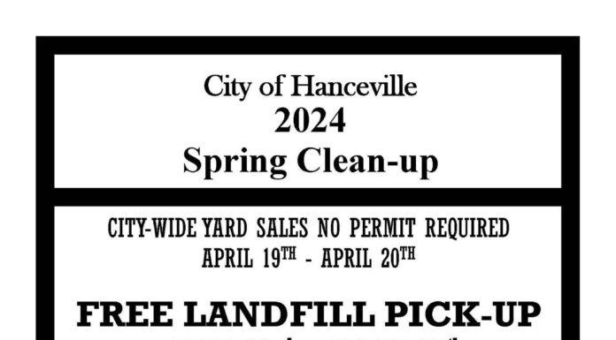 City of Hanceville 2024 Spring Clean-up April 19-20, 22-25