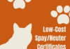 Low-cost spay/neuter certificates available