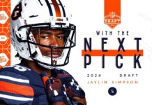 With the next pick: Auburn DB Jaylin Simpson