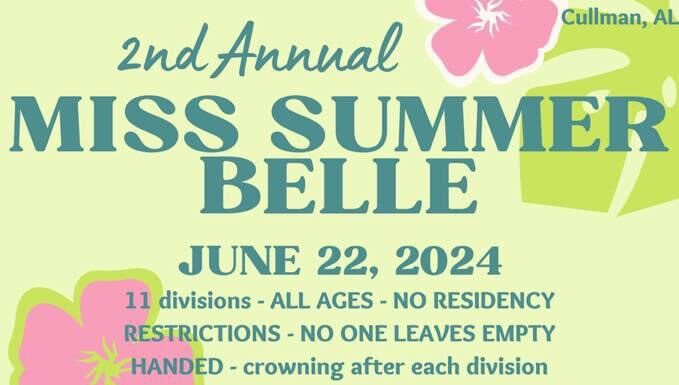 2nd annual Miss Summer Belle pageant set for June 22