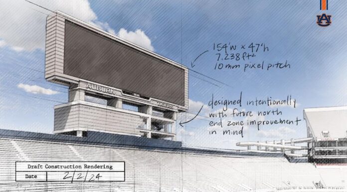 Jordan-Hare Stadium north end zone videoboard expansion approved by Auburn Board of Trustees
