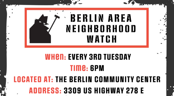 Berlin Area Neighborhood Watch meeting set for Sept. 17 – all invited