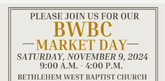 Additional vendors needed for Market Day at Bethlehem West Baptist