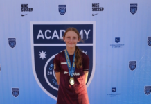 St. Bernard student participating in U.S. Club Soccer national youth evaluation