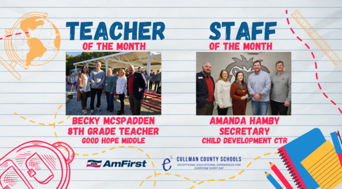 McSpadden, Hamby named September CCBOE/AmFirst Teacher, Staff Member of the Month