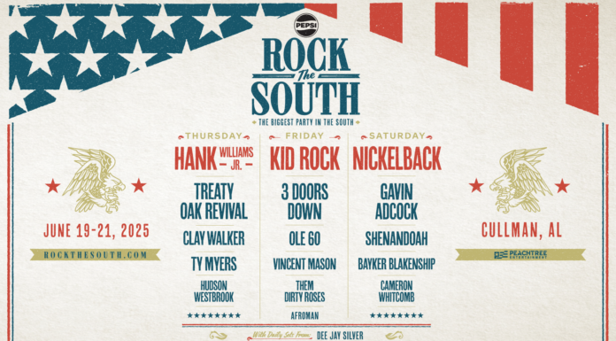 Kid Rock, Nickelback, Hank Williams Jr. To headline Rock the South 2025