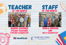 Gardner, Morgan named November CCBOE/AmFirst Teacher, Staff Member of the Month